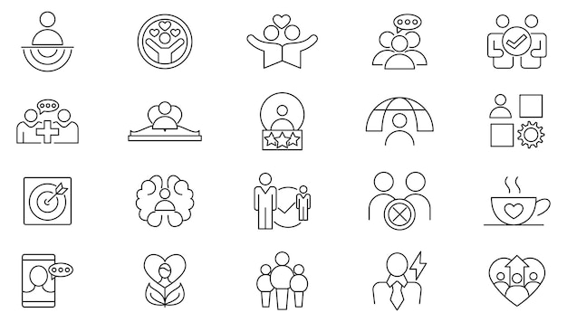 Conjunto de iconos de líneas de derechos humanos UI thin line icon pack
