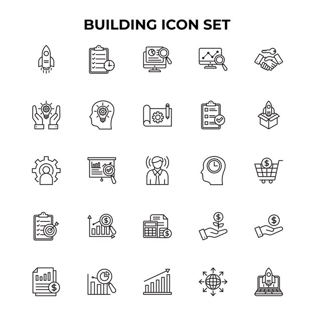 Conjunto de iconos de líneas de negocio vectoriales