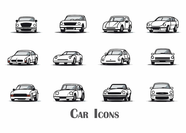 Conjunto de iconos de líneas vectoriales de automóviles