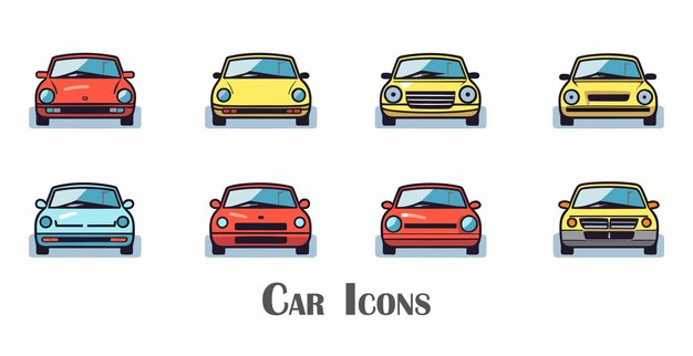 Conjunto de iconos de líneas vectoriales de automóviles