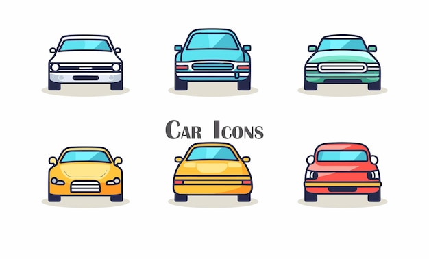 Conjunto de iconos de líneas vectoriales de automóviles