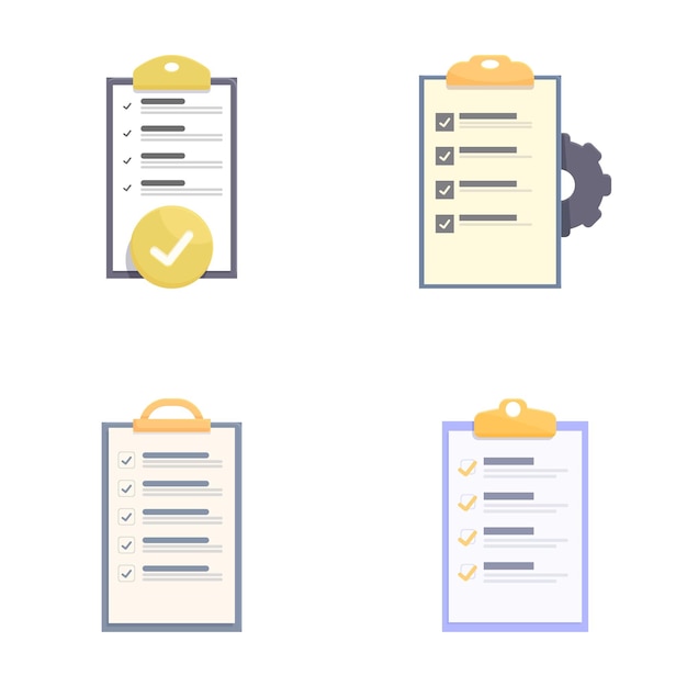 Conjunto de iconos de lista de comprobación de diseño plano