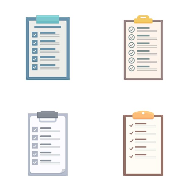 Conjunto de iconos de lista de comprobación de diseño plano