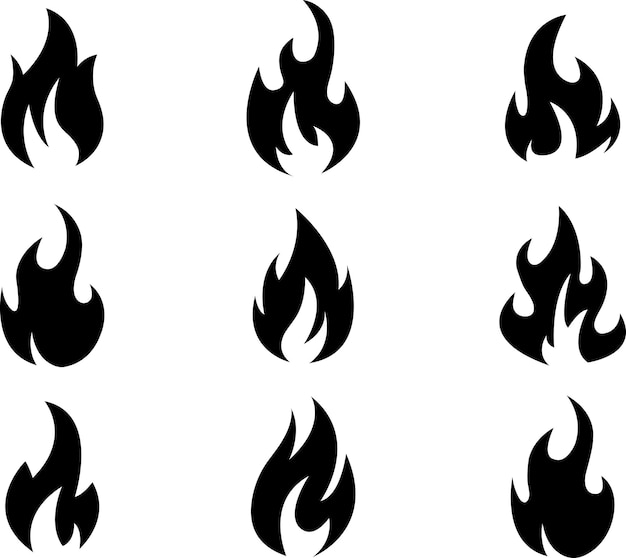Conjunto de íconos de llama Conjunto Símbolo de fuego