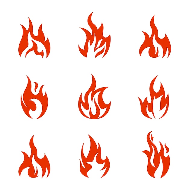 Conjunto de iconos de llamas de fuego