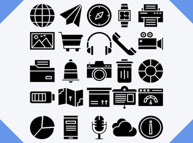 conjunto de iconos llenos de interfaz de usuario vectorial