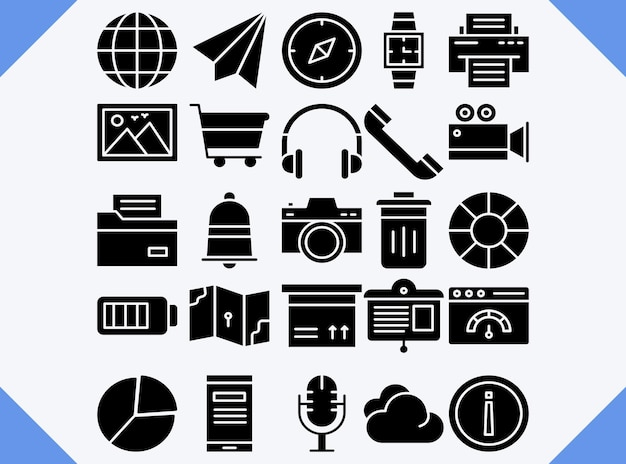 Vector conjunto de iconos llenos de interfaz de usuario vectorial