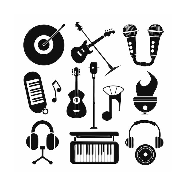 Conjunto de iconos llenos de negro