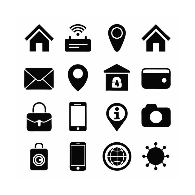 Conjunto de iconos llenos de negro