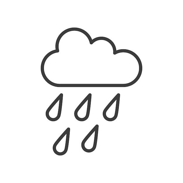 Conjunto de iconos de lluvia Símbolo vectorial de pronóstico del tiempo de nubes lluviosas en estilo negro lleno y delineado