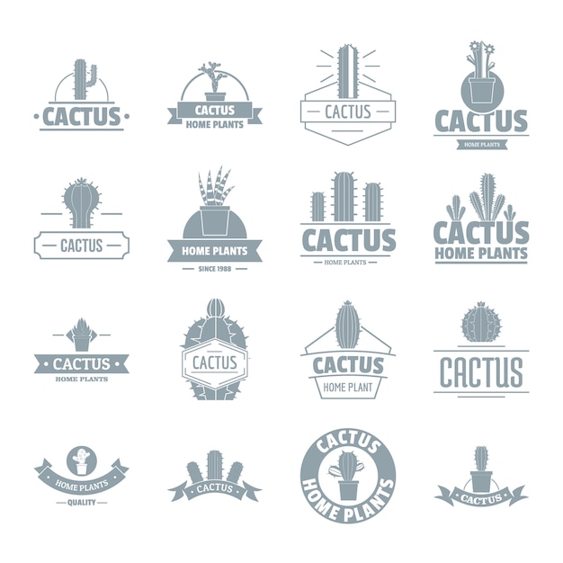 Conjunto de iconos de logo de cactus