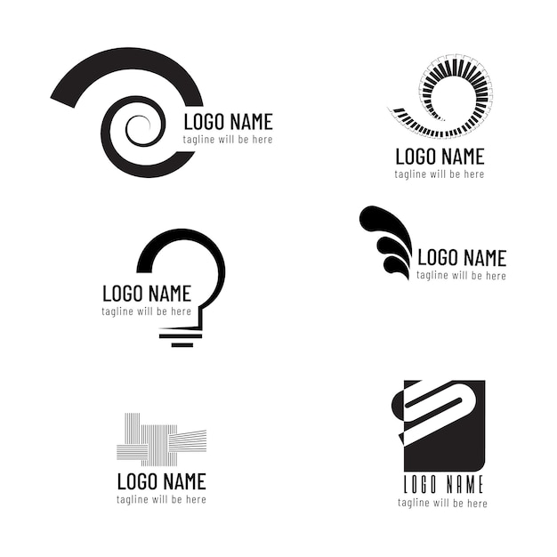 Conjunto de iconos de logotipo de base de texto