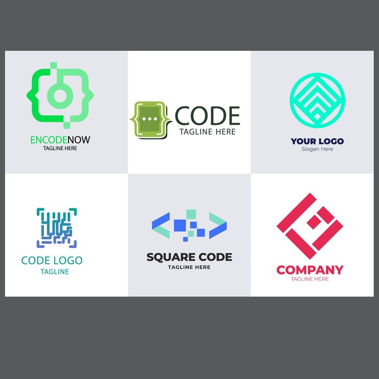 Vector conjunto de íconos de logotipo de código tecnológico plantilla de diseño de logotipo del programador de circuitos abstractos
