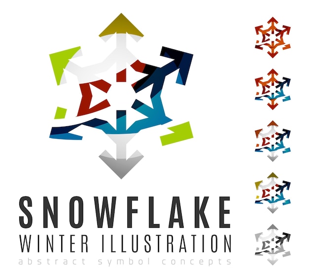 Conjunto de iconos de logotipo de copo de nieve coloridos abstractos conceptos de invierno limpio diseño geométrico moderno