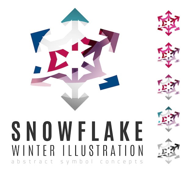 Vector conjunto de iconos de logotipo de copo de nieve coloridos abstractos conceptos de invierno limpio diseño geométrico moderno