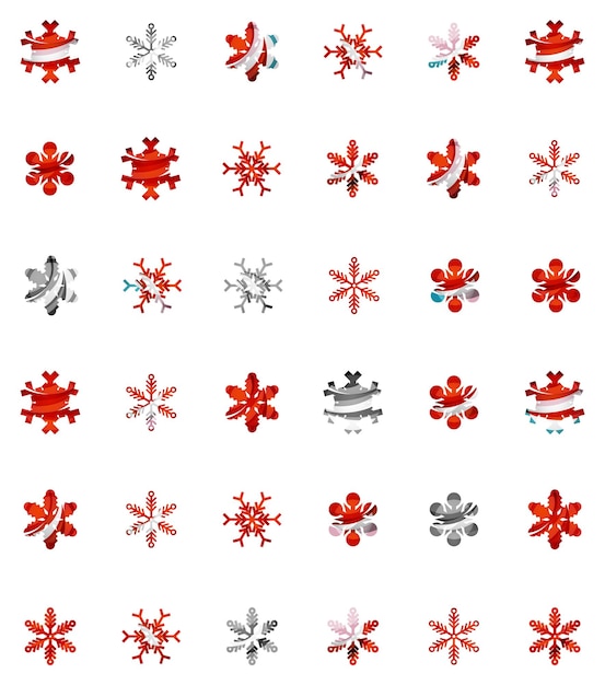 Conjunto de iconos de logotipo de copo de nieve coloridos abstractos conceptos de invierno limpio diseño geométrico moderno
