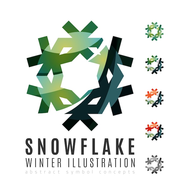 Conjunto de iconos de logotipo de copo de nieve coloridos abstractos conceptos de invierno limpio diseño geométrico moderno