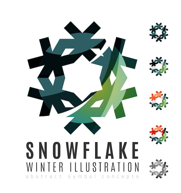 Conjunto de iconos de logotipo de copo de nieve coloridos abstractos conceptos de invierno limpio diseño geométrico moderno