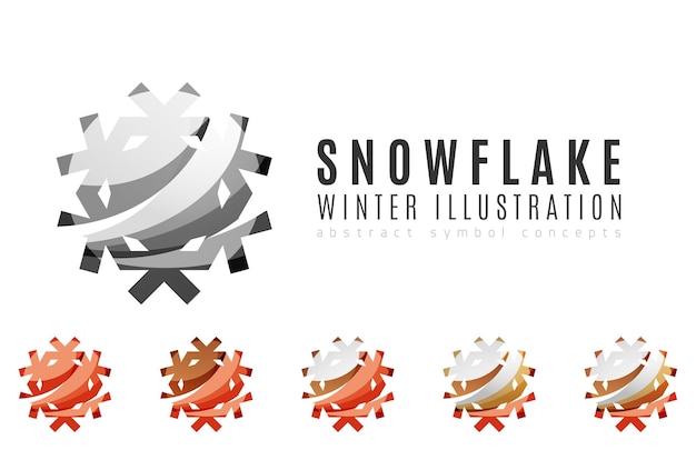 Conjunto de iconos de logotipo de copo de nieve coloridos abstractos conceptos de invierno limpio diseño geométrico moderno