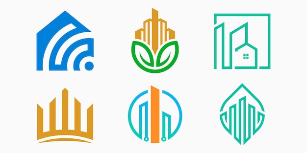 Conjunto de iconos de logotipo de edificio creativo. ilustración vectorial de construcción