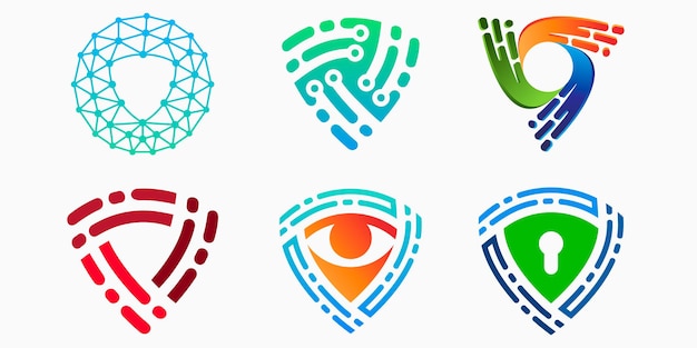 Conjunto de iconos de logotipo de escudo. ilustración vectorial de protección.