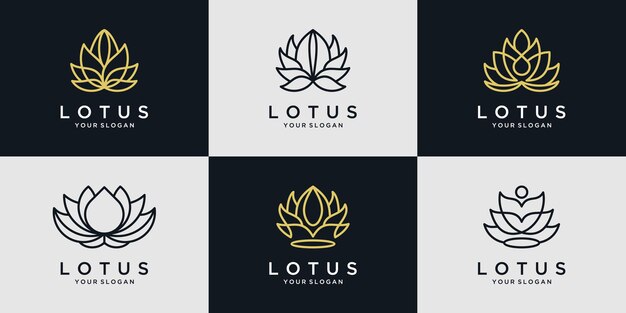 Conjunto de iconos de logotipo de flor de loto