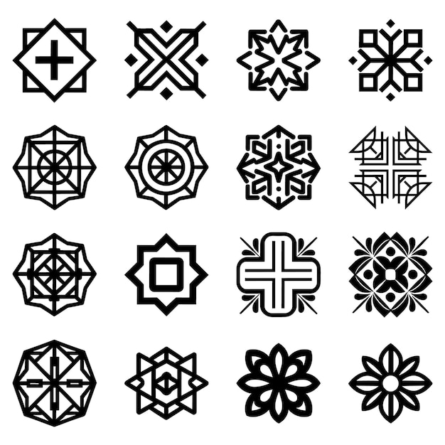 Conjunto de iconos logotipo geométrico aislado de fondo blanco