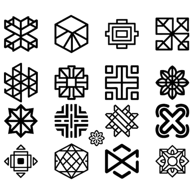 Conjunto de iconos logotipo geométrico aislado de fondo blanco