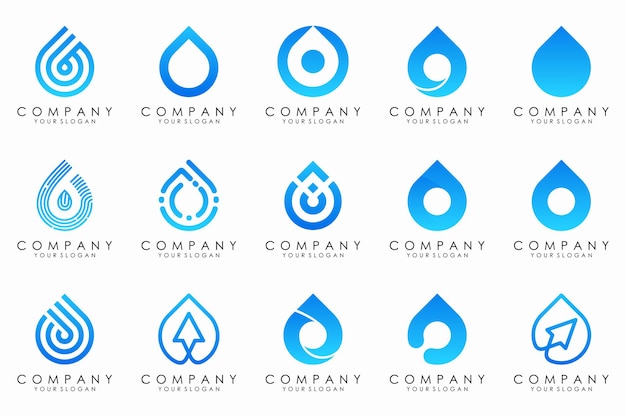 Vector conjunto de iconos de logotipo de gota de agua creativa