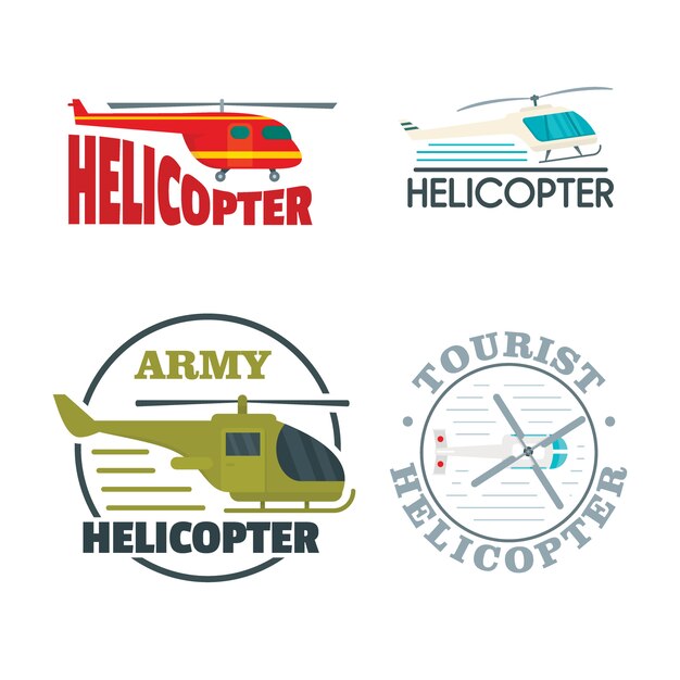 Conjunto de iconos de logotipo helicóptero drone