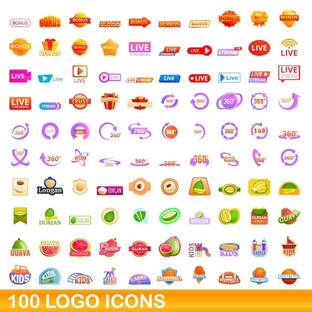 conjunto de iconos de logotipo. Ilustración de dibujos animados de iconos de logotipo en fondo blanco