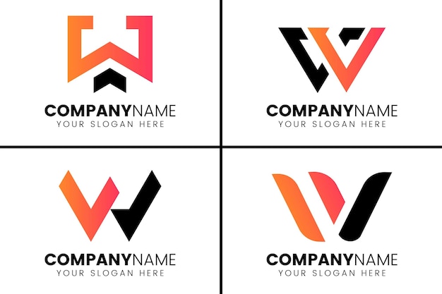 Conjunto de iconos de logotipo letra w