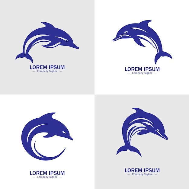 Conjunto de íconos de logotipo de silueta de pez abstracto con un fondo blanco para su empresa las ideas de diseño de logotipo del tiburón