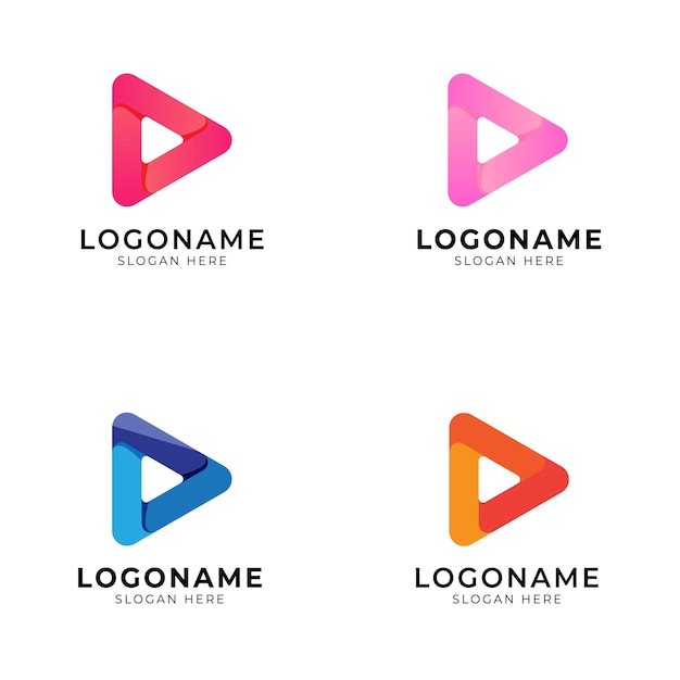 conjunto de iconos de logotipo de tecnología de triángulo