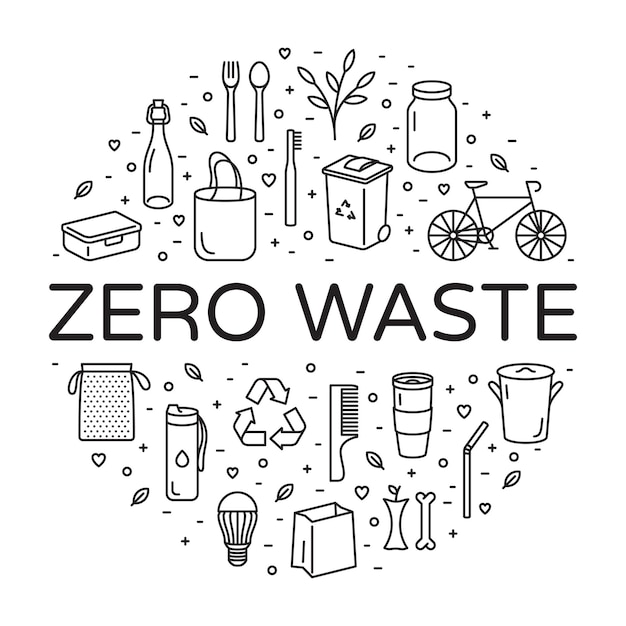 Conjunto de iconos del logotipo de Vector Zero Waste