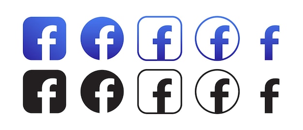 Vector conjunto de iconos de logotipo vectorial de facebook ilustración vectorial