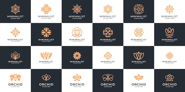 Conjunto de iconos de logotipo vectorial de flores Colección de diseño de logotipo floral de flores abstractas