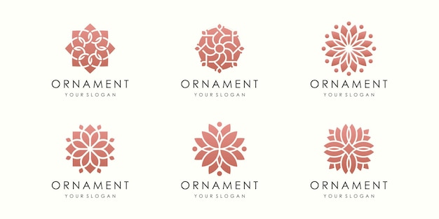 Conjunto de iconos y logotipos de adornos florales creativos. vector de plantilla de diseño.