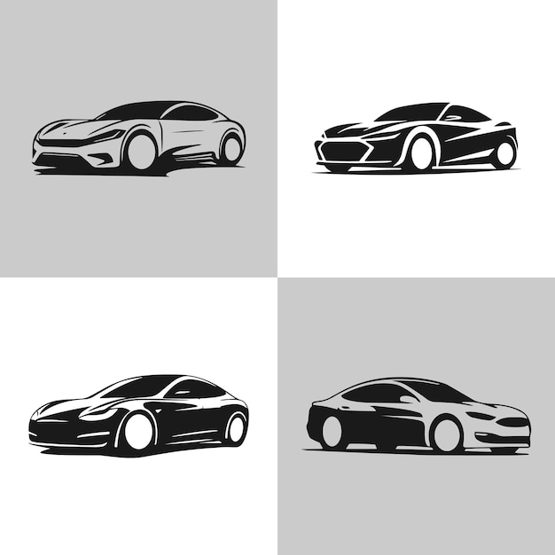 Conjunto de iconos de logotipos de automóviles diseño de siluetas premium