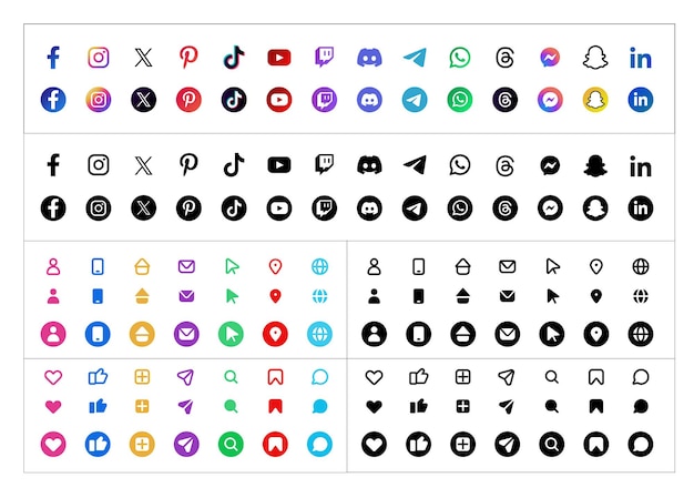 conjunto de iconos y logotipos de redes sociales vectoriales