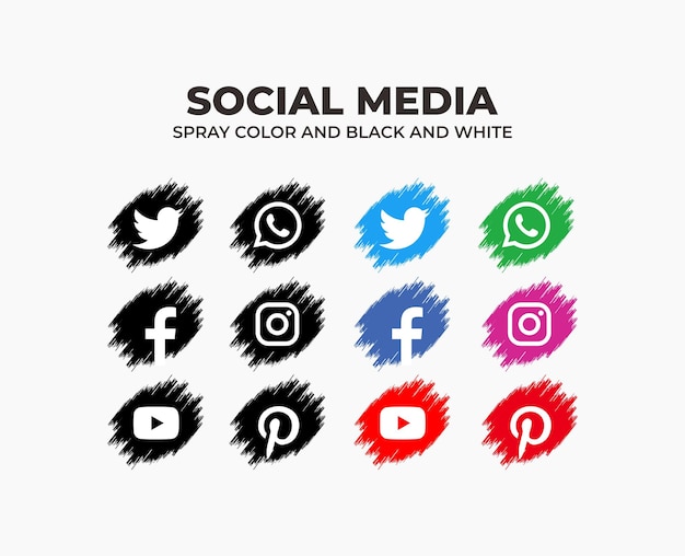 Vector conjunto de iconos y logotipos de redes sociales vectoriales