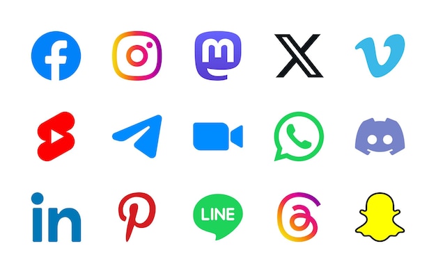 Vector conjunto de iconos de logotipos de las redes sociales