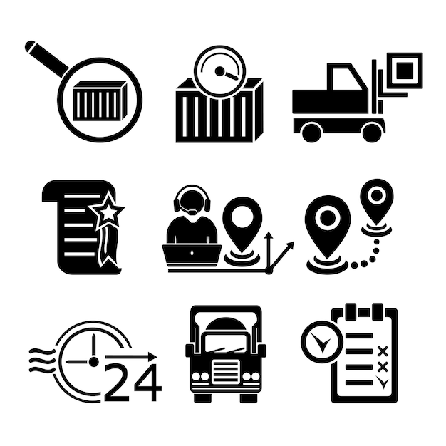 Un conjunto de iconos de logotipos vectoriales para entrega logística Servicios de transporte