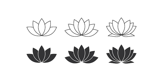 Conjunto de iconos de loto Diseño de vector de flor de agua
