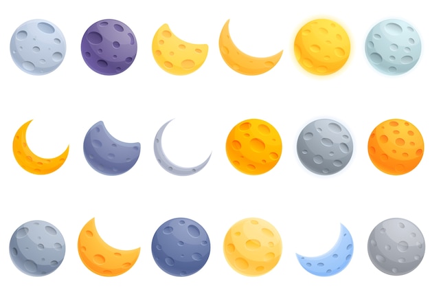 Conjunto de iconos de luna. iconos de la luna