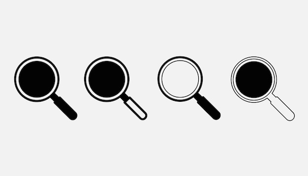 Conjunto de iconos de lúpula de búsqueda, búsqueda e investigación