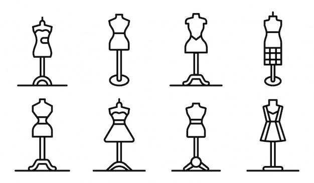 Conjunto de iconos de maniquí, estilo de contorno
