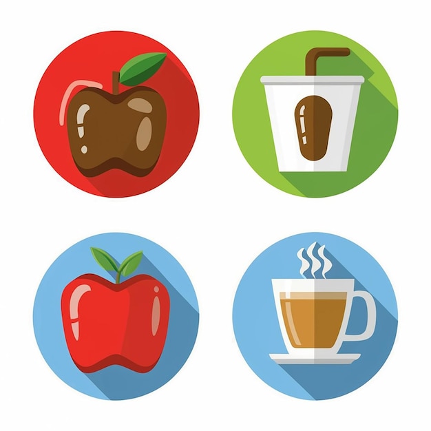 Vector conjunto de iconos de manzana en un diseño plano de fondo blanco
