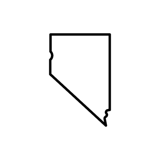 Conjunto de iconos del mapa de Nevada Silueta del mapa Símbolo vectorial de línea plana en negro lleno y silueta delineada