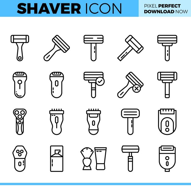 Conjunto de iconos de máquina de afeitar vectorial